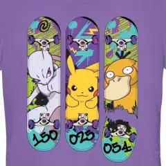 Junior's Pokemon Mewtwo, Pikachu, and Psyduck Skateboard Decks T-Shirt