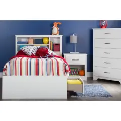 Twin Fusion Mates Bed with 3 Drawers   Pure White  - South Shore