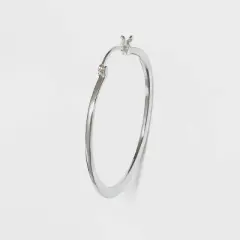 Large Flat Tapered Hoop Sterling Silver Earrings - A New Day&trade; Silver