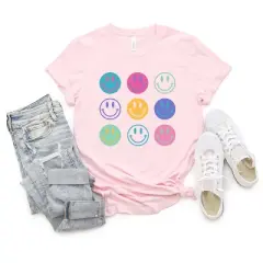 Simply Sage Market Women's Stacked Smiley Faces Short Sleeve Graphic Tee