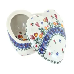 Blue Rose Polish Pottery 124 Vena Large Heart Box