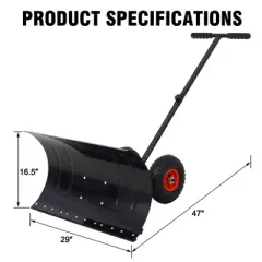 Snow Shovels, Snow Shovel Pusher with Wheels for Driveway, Snow Plow Shovel Snow Pusher with 29" x 16.5" Large Blade for Efficient Snow Removal