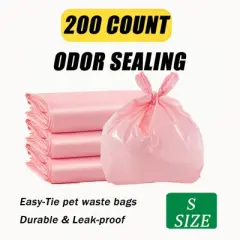 Covfresh Odor Disposal Pet Waste Bags with Easy Tie Handles, Durable & Unscented（Color:Pink)