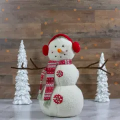 Northlight Plush Snowman with Button Snowflakes and Earmuffs Christmas Decoration - 21.5" -