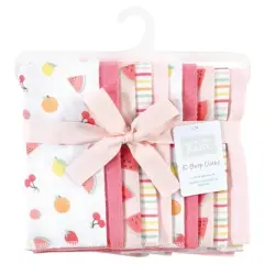 Hudson Baby Infant Girl Cotton Flannel Burp Cloths, Fruit Salad, One Size