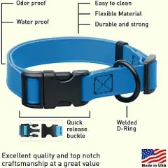 Dogline Biothane Waterproof Collar with QR Buckle Dogline Blue