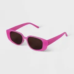 Women's Plastic Angular Rectangle Sunglasses - A New Day&trade; Light Pink