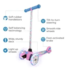 Peppa Pig 3 Wheel Tilt and Turn Light Up Scooter
