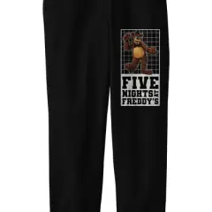 Five Nights at Freddy's Character with Checkered Background Youth Black Graphic Jogger Pants