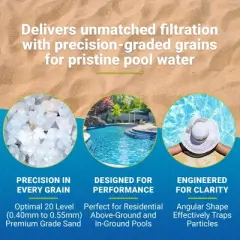 US Silica 2 Pack SILURIAN 20 Grade Angular Pool Filter Sand, Washed & Screened Angular Particles, Ideal for Pool Filtration & Optimal Water Clarity
