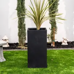 Rosemead Home & Garden, Inc. Rectangular Concrete Outdoor Planter Pot Black 13.8"x13.8"