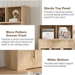 60'' Kitchen Pantry Cabinet, Tall Pantry Storage Cabinet, Farmhouse Kitchen Hutch with Storage Drawers