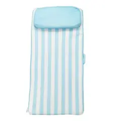 Comfy Floats No Inflate Roll Up Sun Bed Single Person Water Lounger Pool with Pillow Headrest and Removable Soft Mesh Cover, Blue/White (3 Pack)