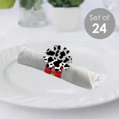 Big Dot of Happiness Farm Animals - Barnyard Baby Shower or Birthday Party Paper Napkin Holder - Napkin Rings - Set of 24