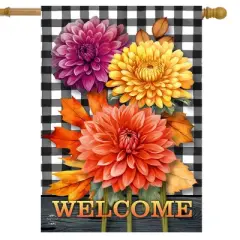 Briarwood Lane Fall House Flag 40x28 For Outdoor Checkered Mums For Fall House Flag