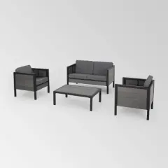 Jax 4pc Faux Wood Chat Set - Gray/ Gray - Christopher Knight Home