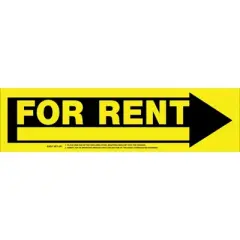 Hillman English Yellow For Rent Sign 6 in. H X 24 in. W - Case of 6
