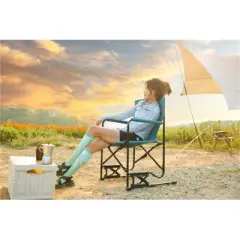 YONWAY Outdoor Freestyle Rocker, Camping Chair Portable Folding Rocking Chair with Solid, Durable Armrests, Drink Holder & Comfortable Backrest