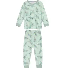 cheibear Christmas Tree Long Sleeve Tops with Pants Lounge Family Pajama Sets Green