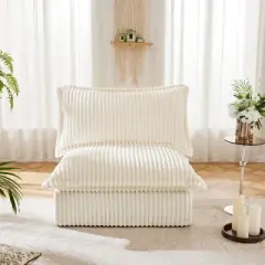 NicBex Couches for Living Room Single Deep Seat Sofa Couch Corduroy Slip-covered Armchair with 1 Big Back Cushion and 2 Big Toss Pillows