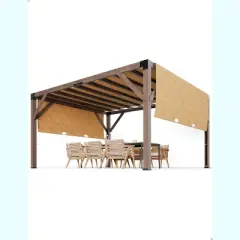 12 Ft x 14 Ft x 7.5 Ft Cedar Pergola Outdoor Wood Pergola with Canopy, Solid Structure Shelter for Deck, Garden, Backyard, and Lawn (Reddish-Brown)