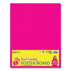 Royal Brites Premium Coated Poster Board, 11 x 14, Assorted Neon Colors, 5/Pack