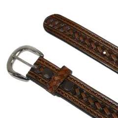 CTM Men's Big & Tall Leather Western Belt with Removable Buckle