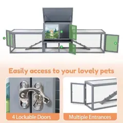 Sandinrayli 94-in Indoor & Outdoor Wooden Rabbit Hutch