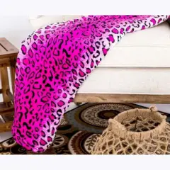 Home Mart Goods Twin Size Super Soft Micro Plush Flannel Bed Pink Leopard Skin Print Blanket