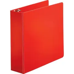 Business Source Round Ring Binder w/ Pockets 3" Red 28770