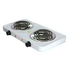 MegaChef Portable Dual Electric Coil Cooktop - White: 1700W Hot Plate for Cooking, Metal, Includes Instruction Manual