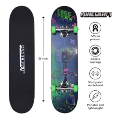Minecraft 31" Skateboard with ABEC5 Bearings - Perfect for Beginners and Pros with Unique Artwork