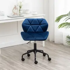 Grungis Velvet Gas Lift Swivel Office Chair with Wheels,Modern Gaming Chair with Adjustable Height and Metal Base,Computer Chair for Office