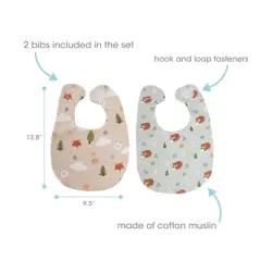 Pearhead Pearhead Woodland Muslin Bibs Set - 2pk