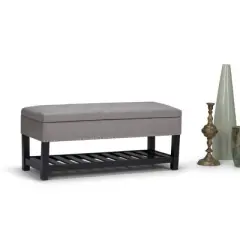 43" Riley Storage Ottoman Bench Dove Gray Linen Look Fabric - WyndenHall