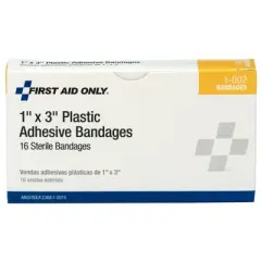 First Aid Only Tan Plastic Adhesive Bandage Sterile 1 x 3" 16 per Box