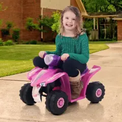 Toy Time Kids' Ride-On 6V Battery-Powered Toy Quad ATV 4-Wheeler - Pink and Purple