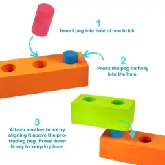 Foam Building Blocks with Peg Connectors 80 Pieces