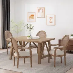 Set of 4 Judith French Country Wood and Cane Upholstered Dining Chairs - Christopher Knight Home