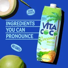 Vita Coco Pineapple Coconut Water - 1 L (33.8 fl oz)Carton