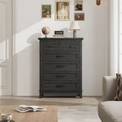 Garvee 5 Dresser for Bedroom, 41.3" Tall Drawer Dresser with Storage Freestanding, Wooden Closet Storage Chest for Living Room, Bedroom