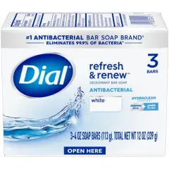 Dial Antibacterial Deodorant White Bar Soap - 3pk
