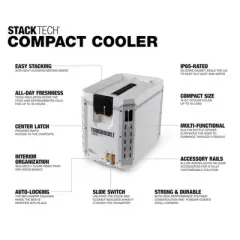 ToughBuilt StackTech Compact Cooler, Stackable Hard Shell Ice Chest
