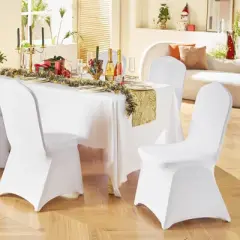 VEVOR Stretch Spandex Folding Chair Covers, Universal Fitted Chair Cover, Removable Washable Protective Slipcovers, (200PCS White)