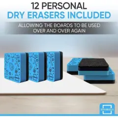 SCRIBBLEDO Small White Board Dry Erase 9"x12" Boards 12-Pack, Erasers Included