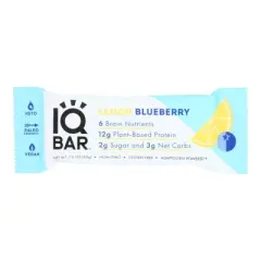 IQ Bar Lemon Blueberry Bar - Case of 12/1.6 oz