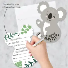 Big Dot of Happiness Koala Cutie - Shaped Fill-In Invitations - Bear Birthday Party and Baby Shower Invitation Cards with Envelopes - Set of 12