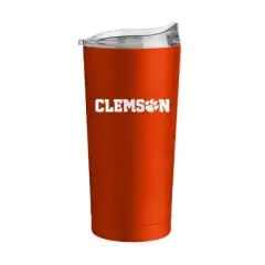 NCAA Clemson Tigers 20oz Powder Coat Tumbler: Portable Drinkware, Steel & Plastic