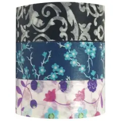 Wrapables Dark Blossoms Japanese Washi Masking Tape (Set of 3)