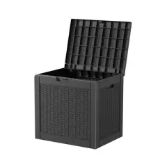 Kumasinova 31.2 Gal Outdoor Deck Box Rattan Patterned Design,Sturdy PP Resin Storage Box,All Weather Use,UV Protected&Waterproof,KD Design